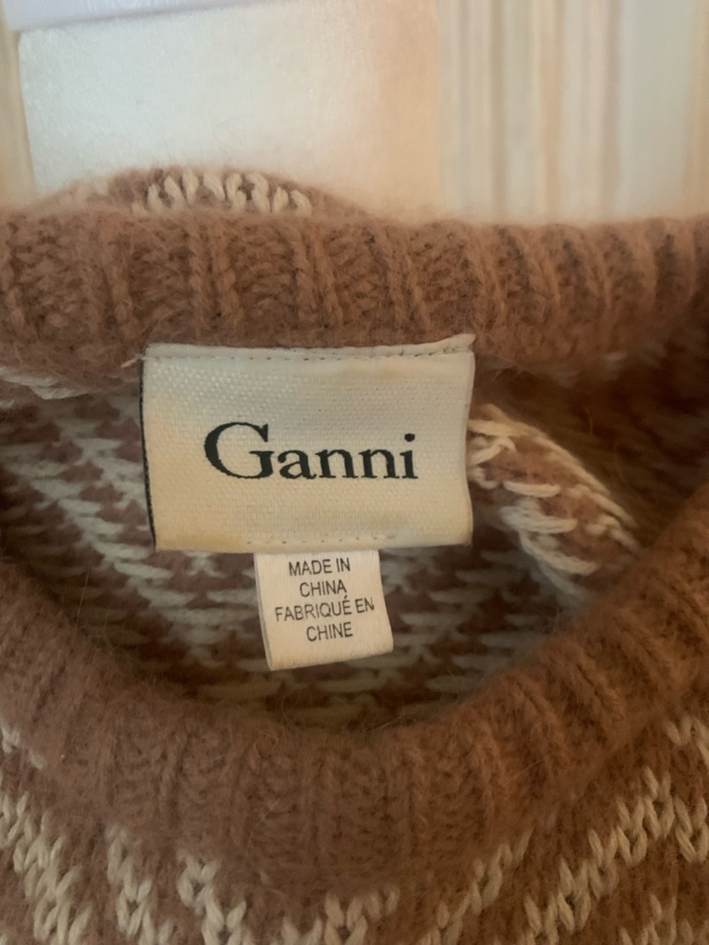 Anthropologie Beige Chevron Scoopneck Sweater - Picture 7 of 7
